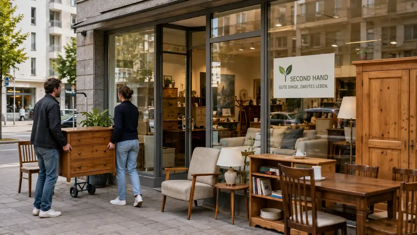 Brockenhaus Zurich second-hand furniture donation shop with reusable furniture