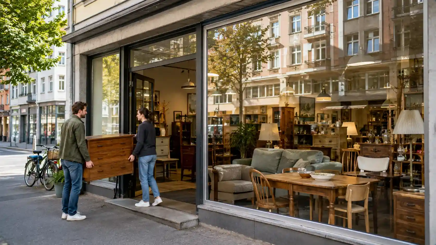 Brockenhaus Zürich mit gebrauchten Möbeln zur Spende und Wiederverwendung